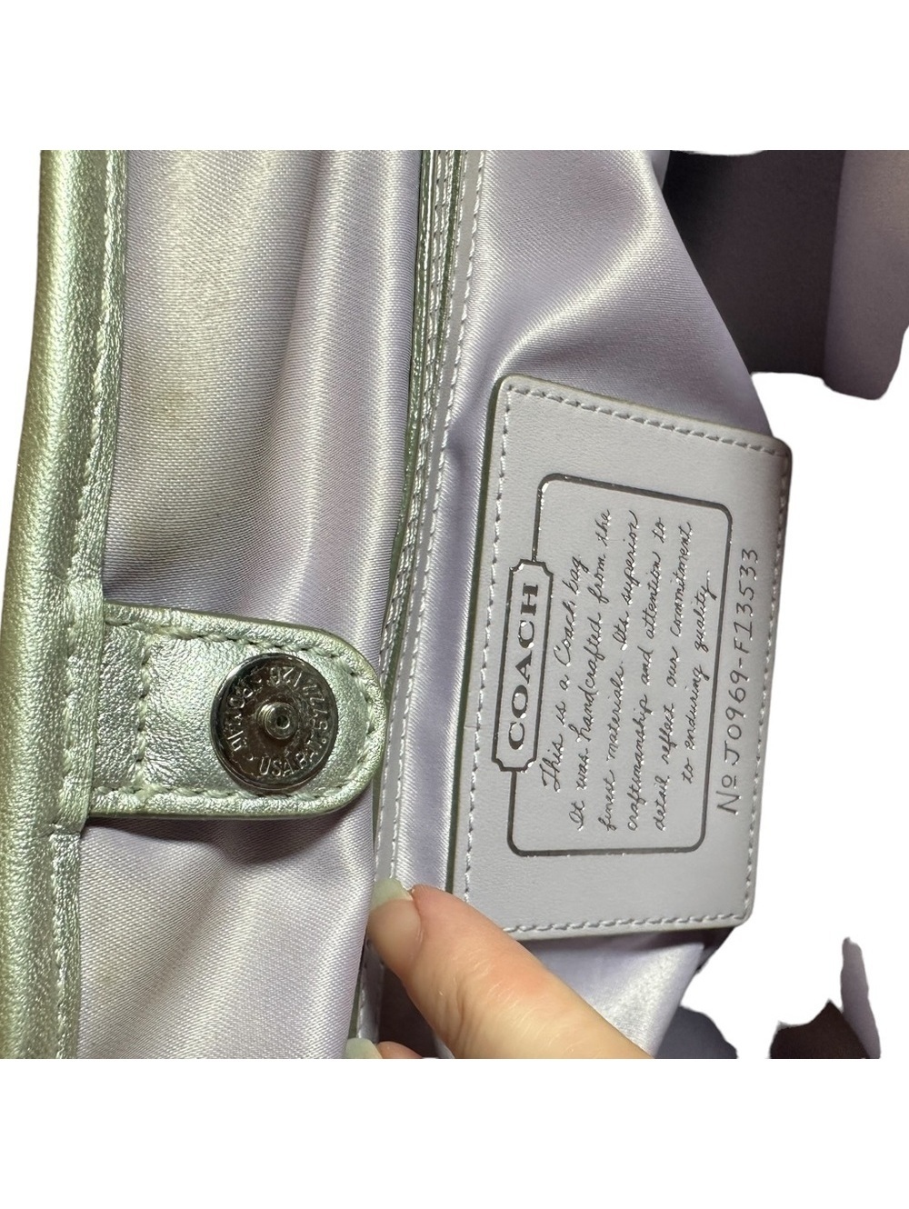 Coach Kisslock large bag silver/gray purple interior - Picture 6 of 9